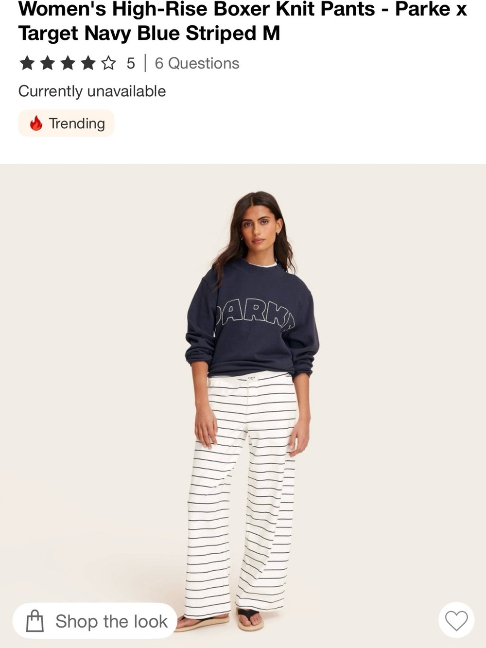 Parke Navy White Striped Knit Pants